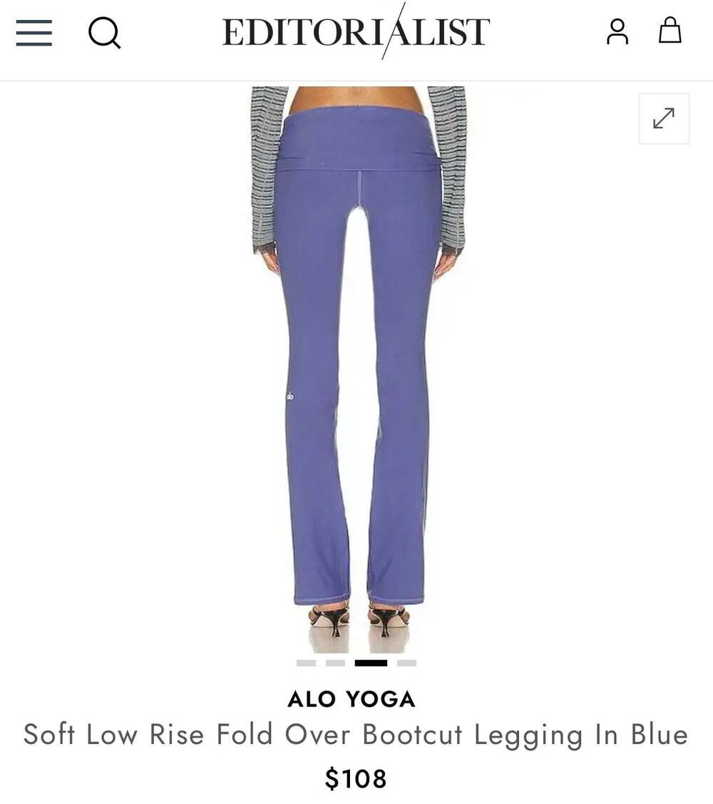 Alo Yoga High-Waisted Foldover bootcut Leggings in slate blue sz S